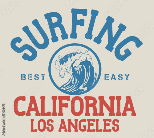 Vintage Tropical Graphic. Summer Graphic. Wave surf print