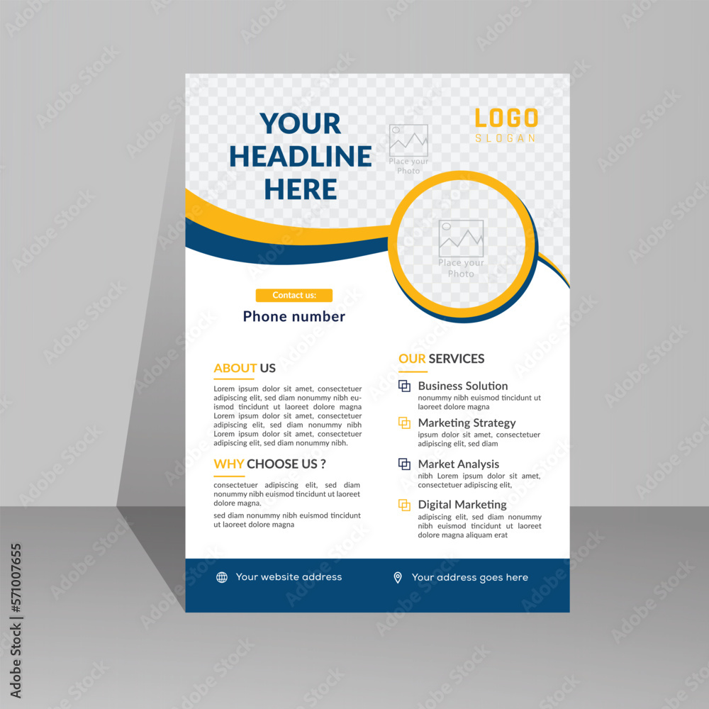 Modern A4 corporate creative clean business flyer design template layout for advertising and promotion growth. vector white background color circle design flyer template. unique image flyer inspire Modern A4 corporate creative clean business flyer design template layout for advertising and promotion growth. vector white background color circle design flyer template. unique image flyer inspire
