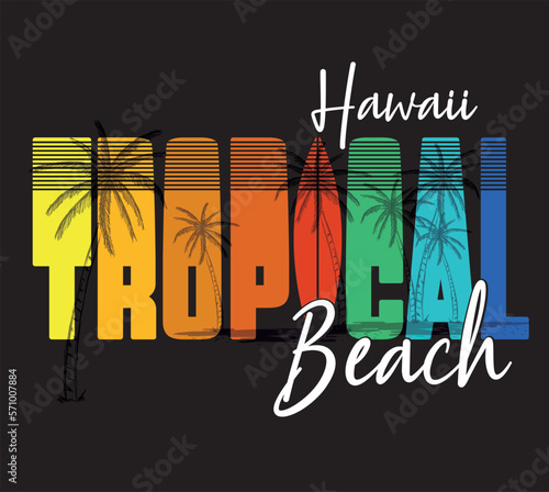 Vintage Tropical Graphic. Summer Graphic. Palm trees. silhouette. Surf board Illustration.