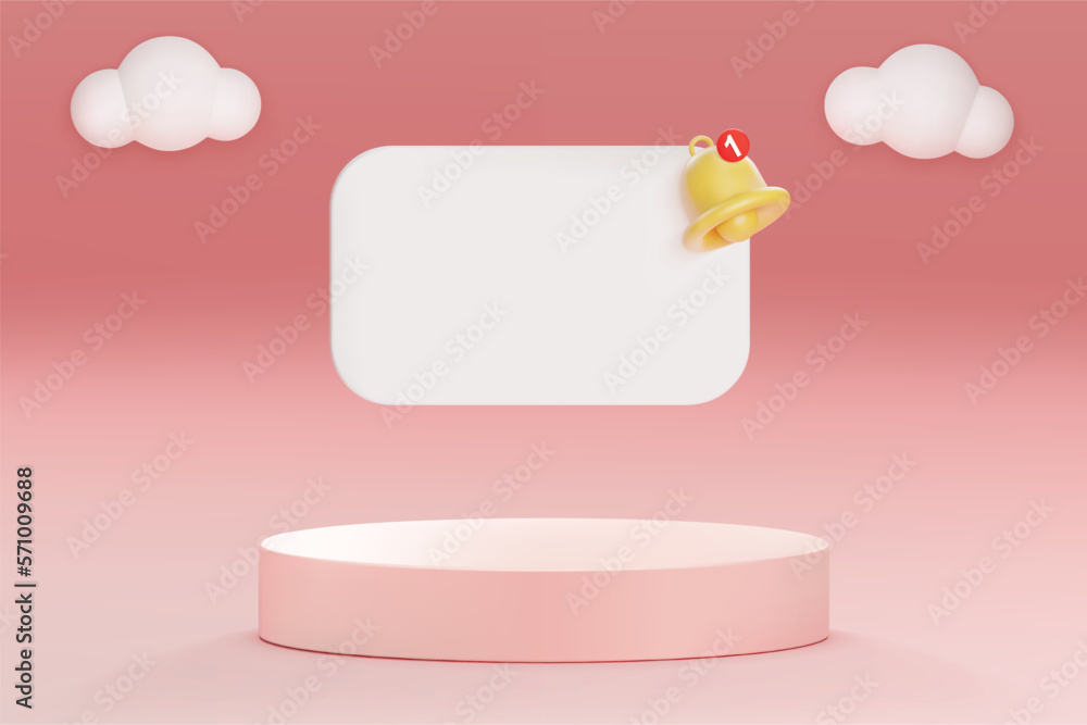 Realistic pink 3D Podium vector with blank notification space for copy Valentine's Day concept for shopping online.