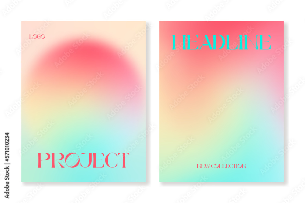 Set of cover templates with gradient backgrounds in modern style. For brochures, booklets, magazines, posters, social media and other projects. Vector, can be used for printing. Just add your text.