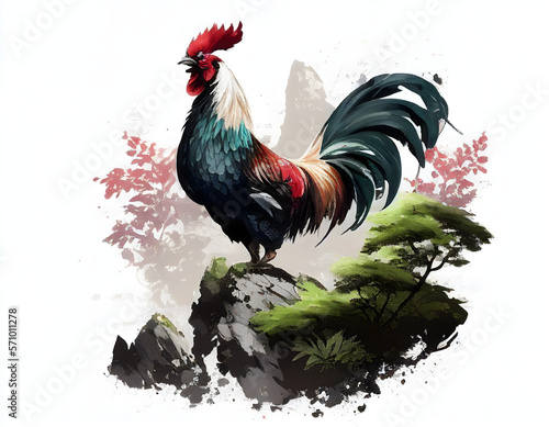 AI Generated, animals chinese zodiac (with others) in the way of chinese painting.