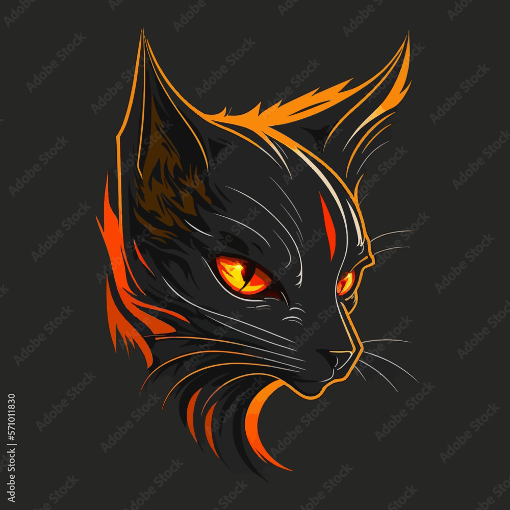 Cat Head Kitten Symbol - Gaming Cat Logo Elegant Element for Brand - Abstract Icon Symbols