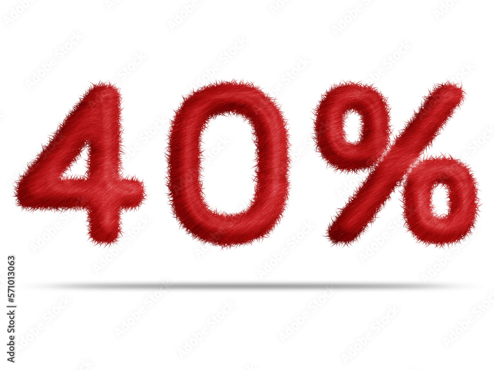 40 percent with red fur texture for special offer discount sale concept 40 percent with red fur texture for special offer discount sale concept