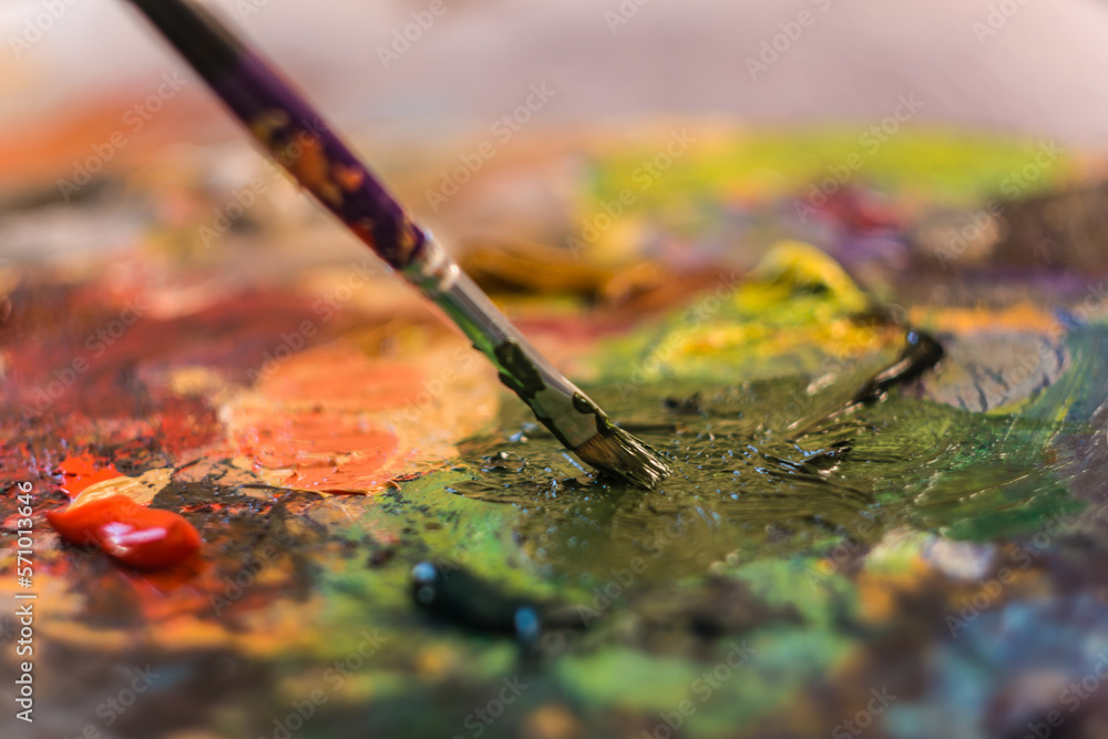Foto de Home hobby.Drawing at home.Art school.Free time.Palette with ...