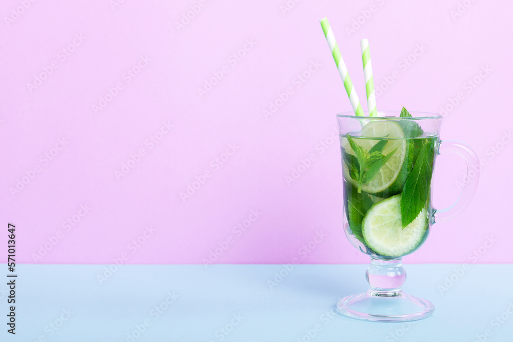 Mojito summer refreshing cocktail with ice and mint. mojito cocktail with lime, lemon and mint in a tall glass with a stick Mojito summer refreshing cocktail with ice and mint. mojito cocktail with lime, lemon and mint in a tall glass with a stick