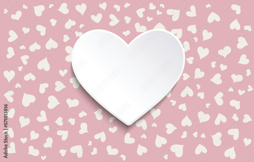 colored spots and heart on white background - minimal scene with hearts shapes.