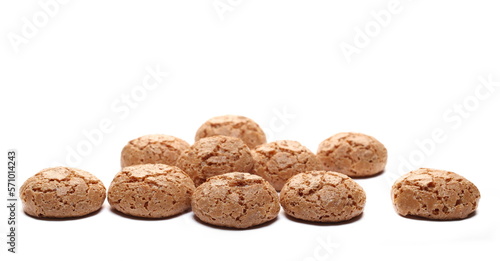 Sweet cookies with apricots isolated on white, side view 