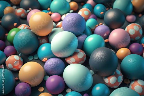 Colorful Happy Easter eggs pattern design. Pastel easter egg closeup.