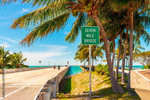 Entrance Sign to Seven Mile Bridge Florida Keys USA photo