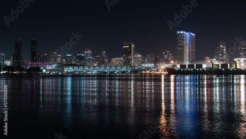 Wallpaper Mural San Diego Bay Skyline from Tideland Park Coronado Island Pan R Night Time Lapse California USA Torontodigital.ca