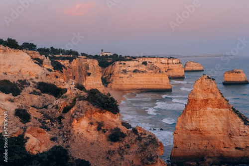 Wallpaper Mural s Sunset View of Marinha Beach in Algarve, Portugal  Torontodigital.ca
