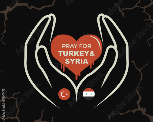 Vector illustration background of praying hands for Turkey and Syria photo