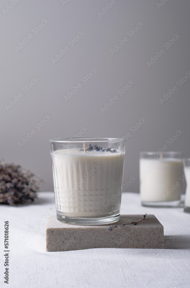 Soy Candle, Handmade Scented Candles with Lavender in Glass Soy Candle, Handmade Scented Candles with Lavender in Glass