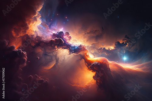 Colorful view of the universe, nebula and milky way. Generative AI