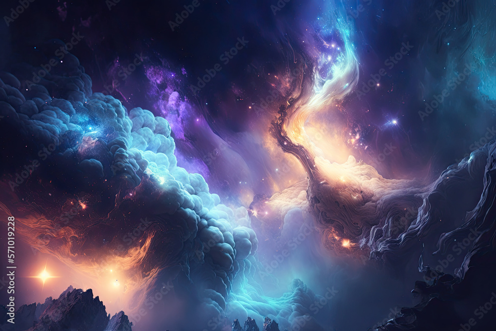 Colorful view of the universe, nebula and milky way. Generative AI Colorful view of the universe, nebula and milky way. Generative AI
