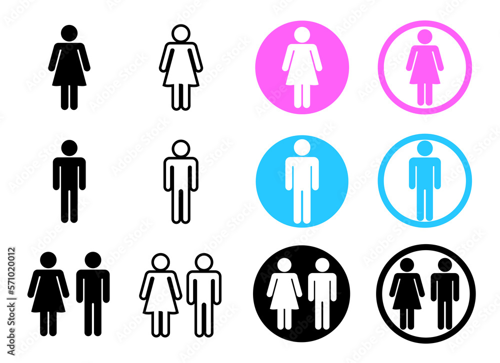 Set of Icons toilet. Restroom sign. Male and female bathroom sign in ...