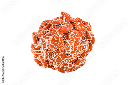 Blood clot or thrombus with fibrin isolated on white background 3D rendering illustration. cardiovascular disease, medical, biology, science, healthcare concepts. photo