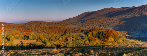 Autumn landscape in the Bieszczady mountains