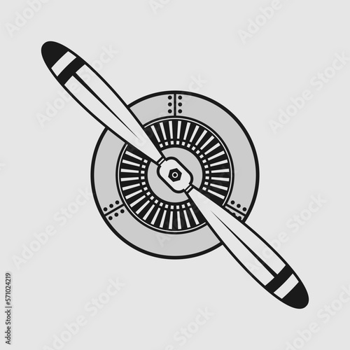 Airplane propeller isolated on white background. Vector illustration