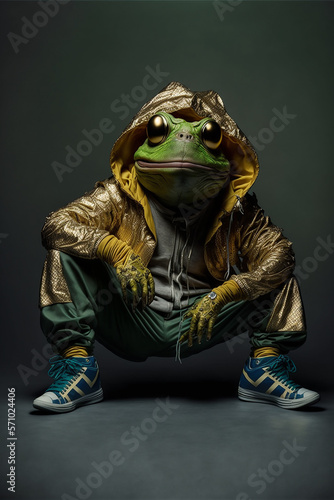 Humanized Frog animal character. Generative Ai