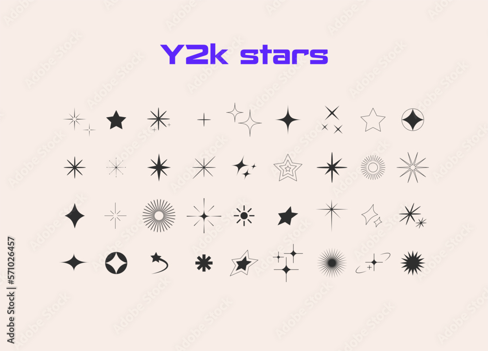 Aesthetic Y2k style. Star, bling, starburst, sparkle icons. Retro ...