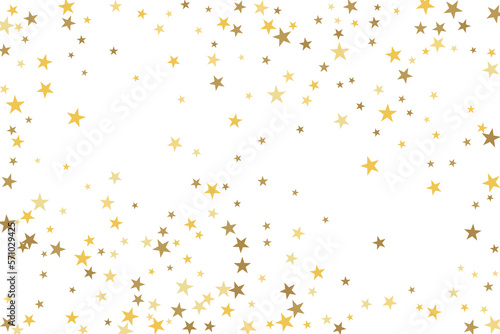 Star confetti. Gold casual confetti background. Bright design pattern.