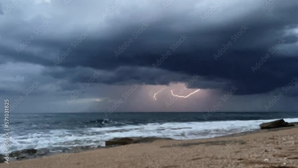 Slow motion video with lightning and dramatic sky over the sea. Slow motion video with lightning and dramatic sky over the sea.