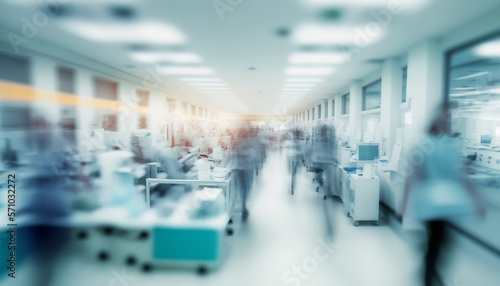 Blurry busy hospital scene. generative AI © Kurosch