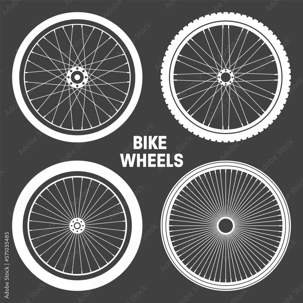 Black Bicycle Wheel Symbols Collection Bike Rubber Tyre Silhouettes black-bicycle-wheel-symbols-collection-bike-rubber-tyre-silhouettes