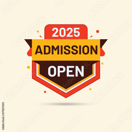 red yellow 2025 admission open banner sticker label for social media post template