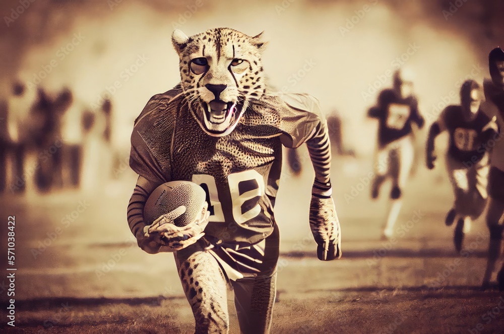 Cheetah Football Professional On The Field Generative AI Stock