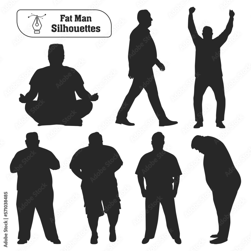 Fat man Silhouettes vector collection Stock Vector | Adobe Stock