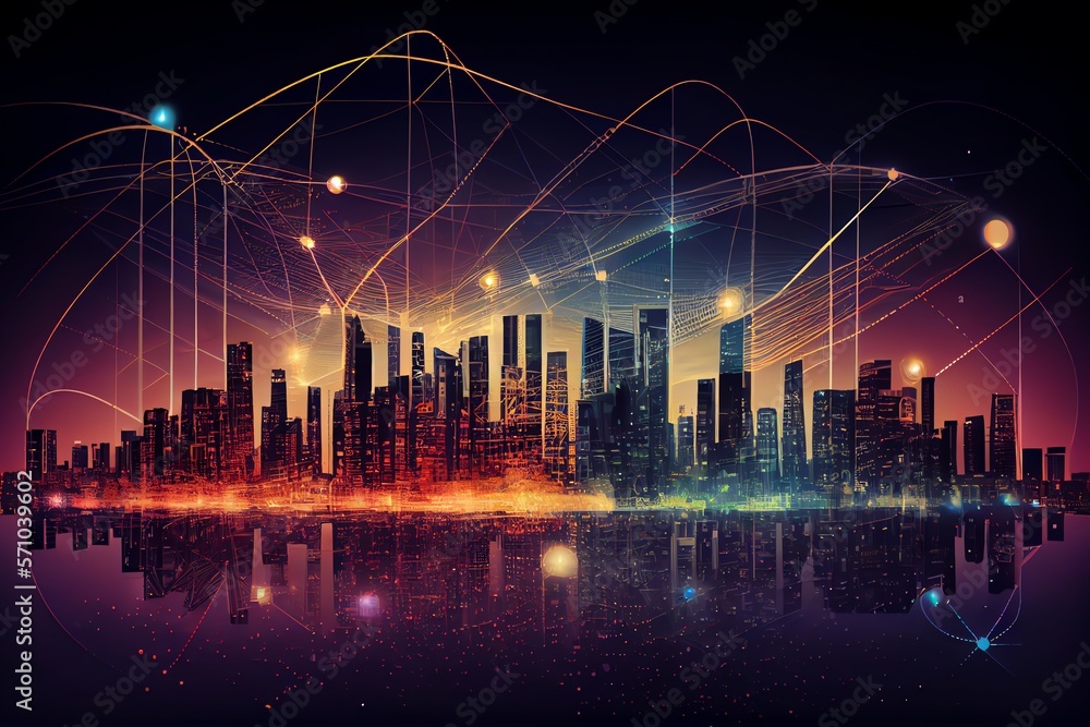 Telecommunication and communication network concept. Big data connection technology. Smart city and digital transformation. Generative AI Telecommunication and communication network concept. Big data connection technology. Smart city and digital transformation. Generative AI