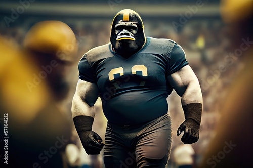 Gorilla Football Teammate On The Field Generative AI photo