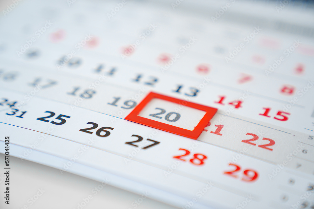 the red tab on the flip calendar page. the red tab on the flip calendar page.