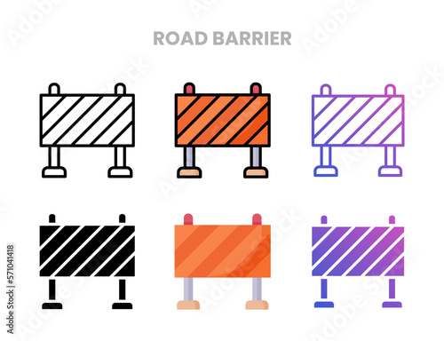 Road Barrier icons vector illustration set line, flat, glyph, outline color gradient. Great for web, app, presentation and more. Editable stroke and pixel perfect.