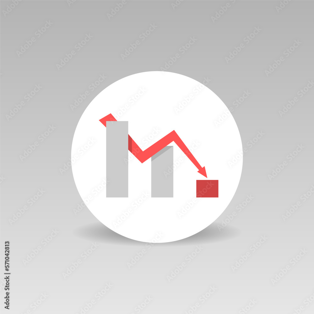 Economic recession vector icon Declining graph, red arrow Economic recession vector icon Declining graph, red arrow