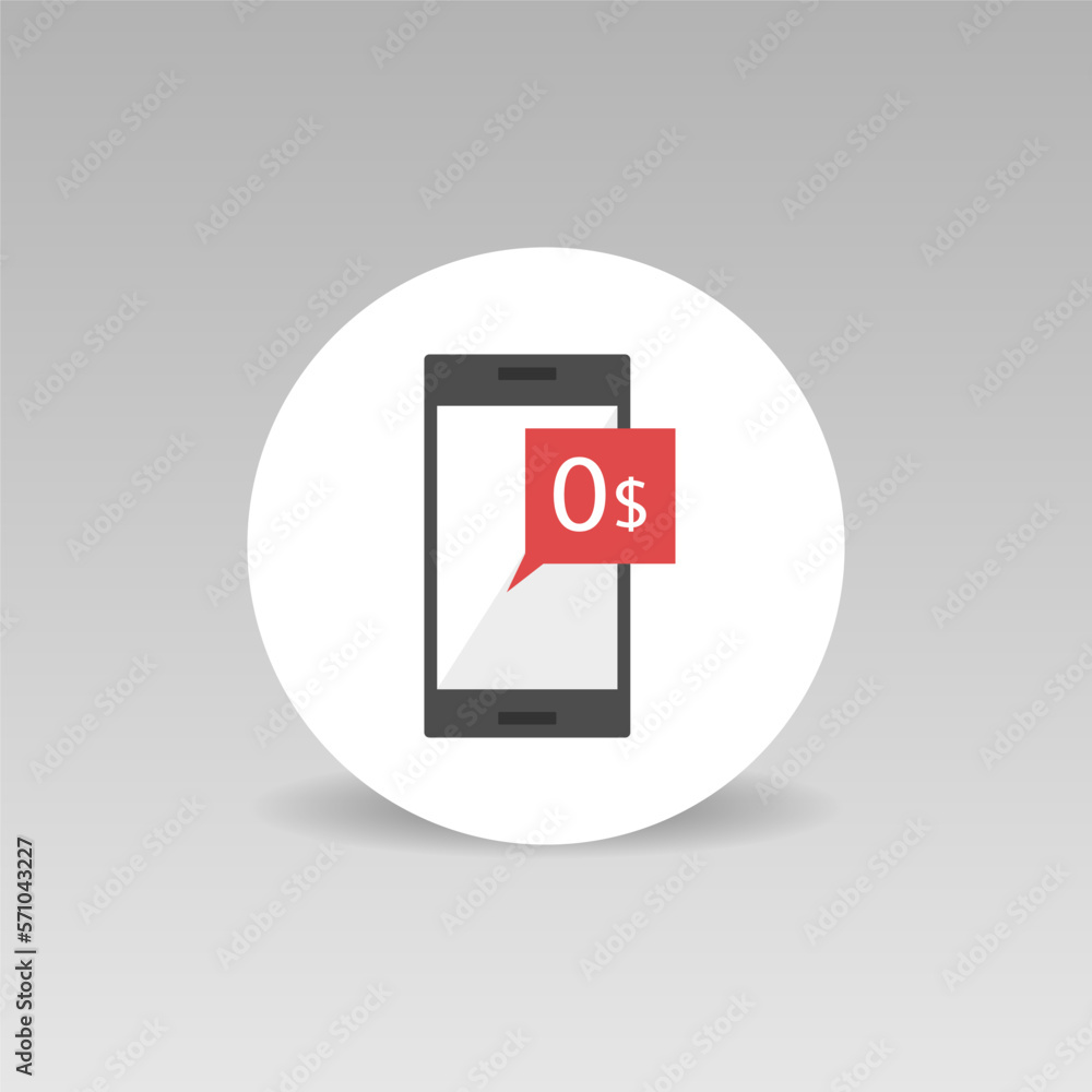 Message about losing money vector icon 0 dollars message Message about losing money vector icon 0 dollars message