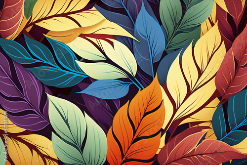 seamless pattern with colorful leaves  background with leaves