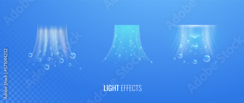 Air flow with ion positive and negative icon. Abstract light effect blowing from an air conditioner, purifier or humidifier. Set of vector elements