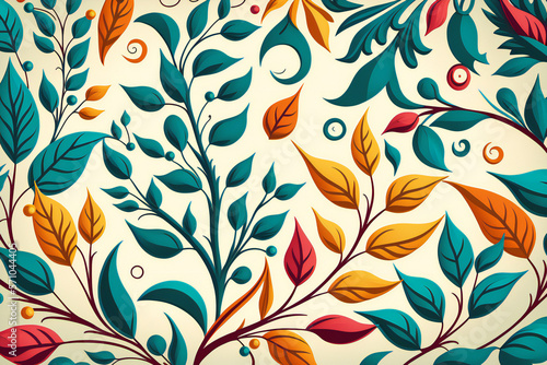 seamless pattern with colorful leaves, background with leaves