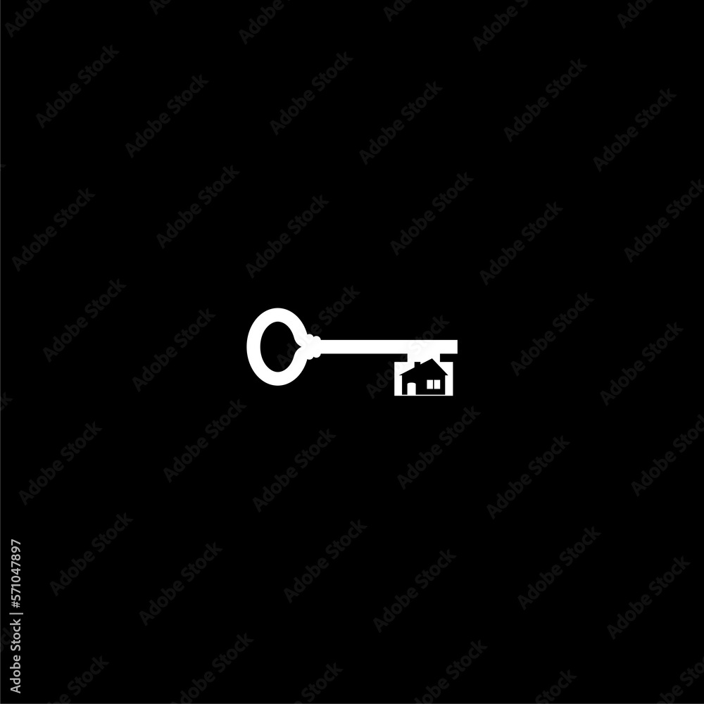 Old house key icon isolated on dark background Old house key icon isolated on dark background
