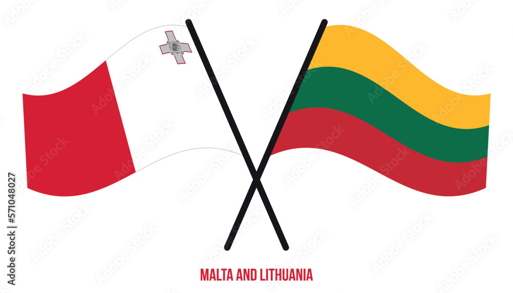 Malta and Lithuania Flags Crossed And Waving Flat Style. Official Proportion. Correct Colors. Malta and Lithuania Flags Crossed And Waving Flat Style. Official Proportion. Correct Colors.