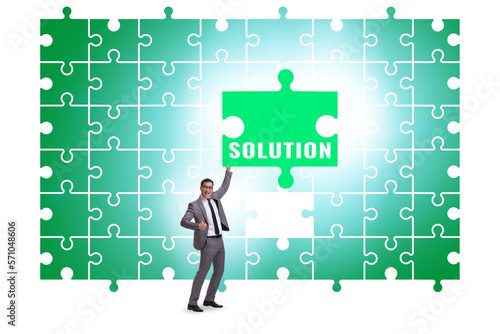 Business solution concept with jigsaw puzzle pieces
