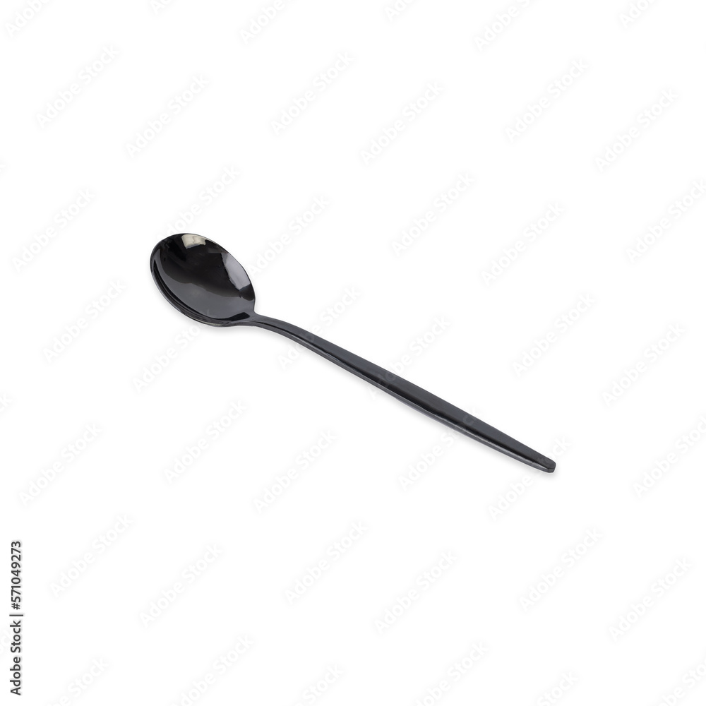 Black metal dessert spoon isolated over white background Black metal dessert spoon isolated over white background