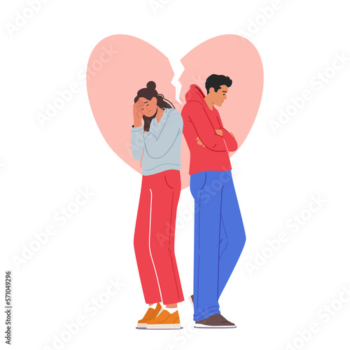Family Couple In Conflict Relationships, Emotional Turmoil, Misunderstandings Concept with Anxious Male and Female