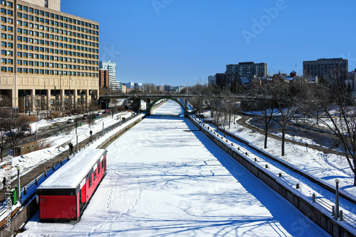 Skating on Rideau Canal in Ottawa not open for Winterlude event due to a mild winter photo