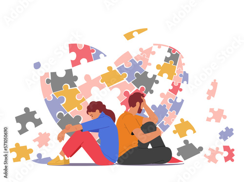 Couple In Family Disagreement, Distress Misunderstandings Between Family Members Cartoon People Vector Illustration