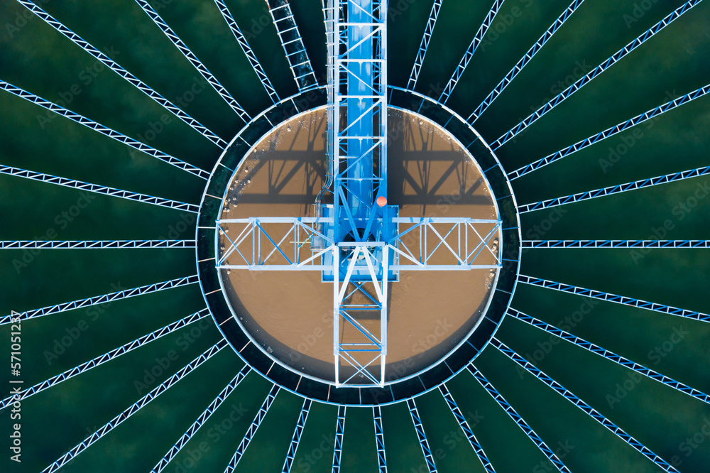 Foto Stock Aerial View of Drinking water treatment plant. Microbiology ...